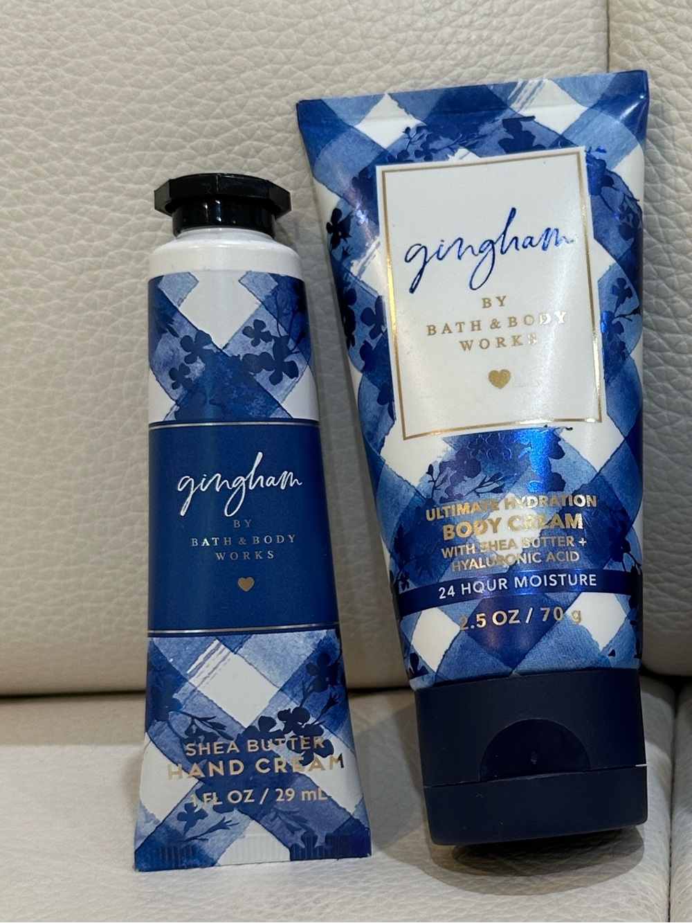 Bath& Body Works Gingham 2 Pieces Travel Size Body Care Set-Bule